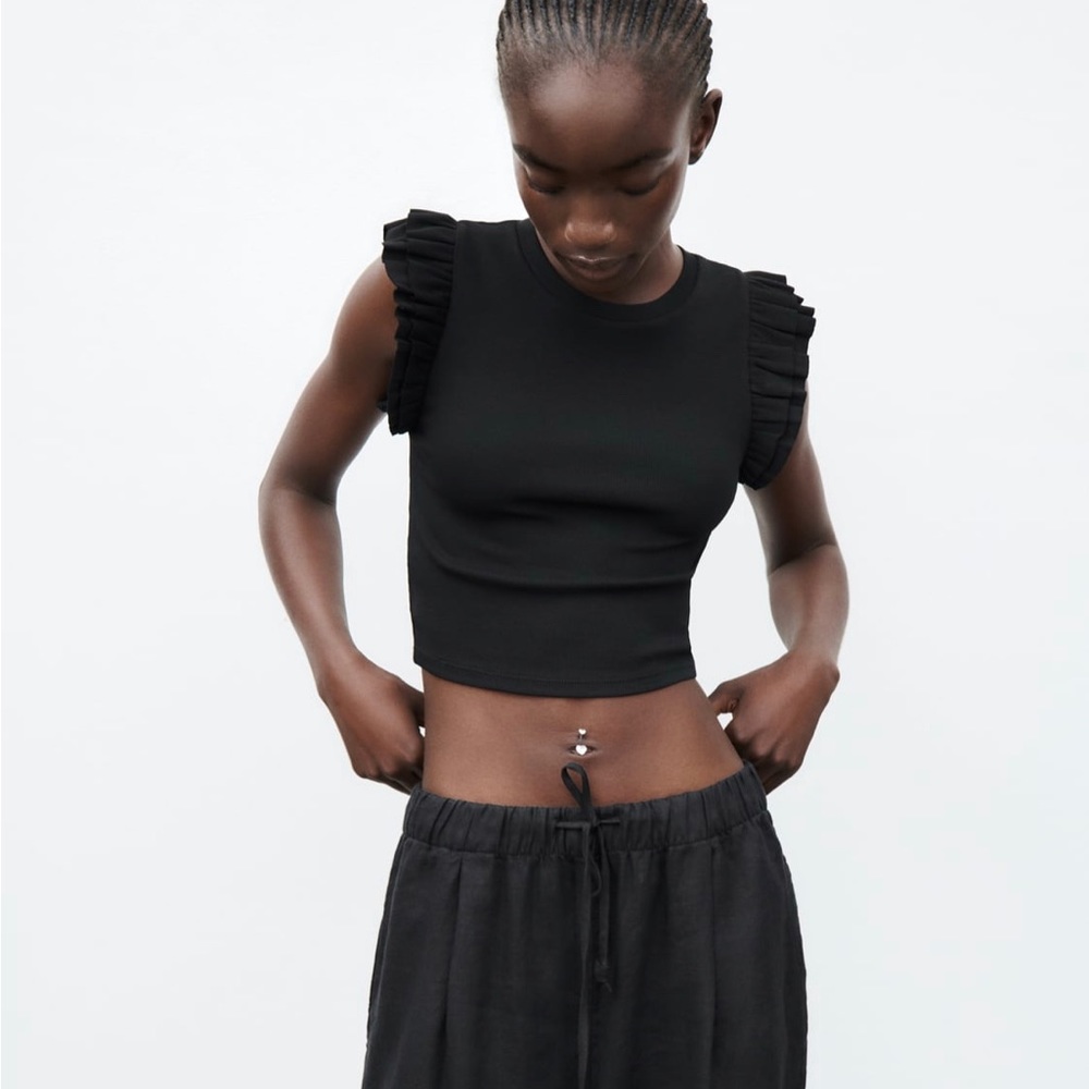 Zara Ruffle Sleeve Top